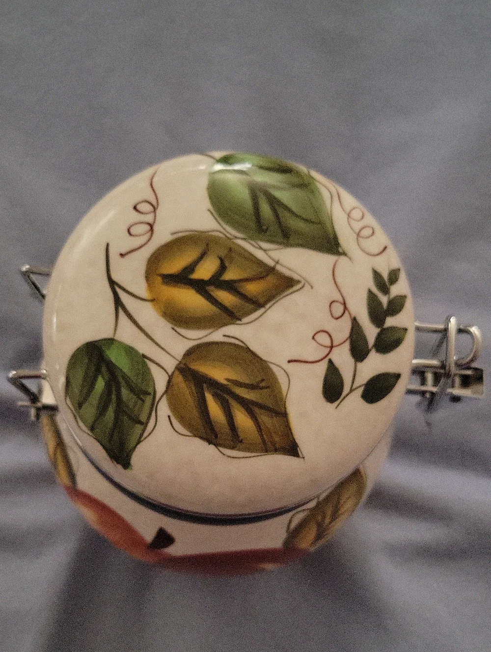 Oneida Hand-Painted Ceramic Canister with Red Grape Motif